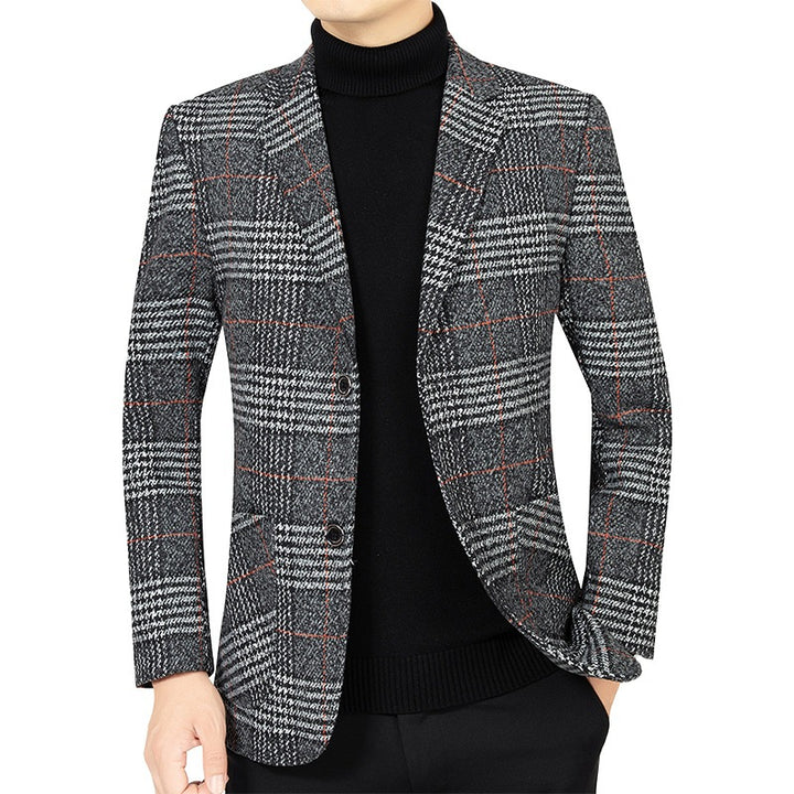 Herren Glencheck-Sakko Slim Fit aus Wollmischung mit dezentem Overcheck Drune