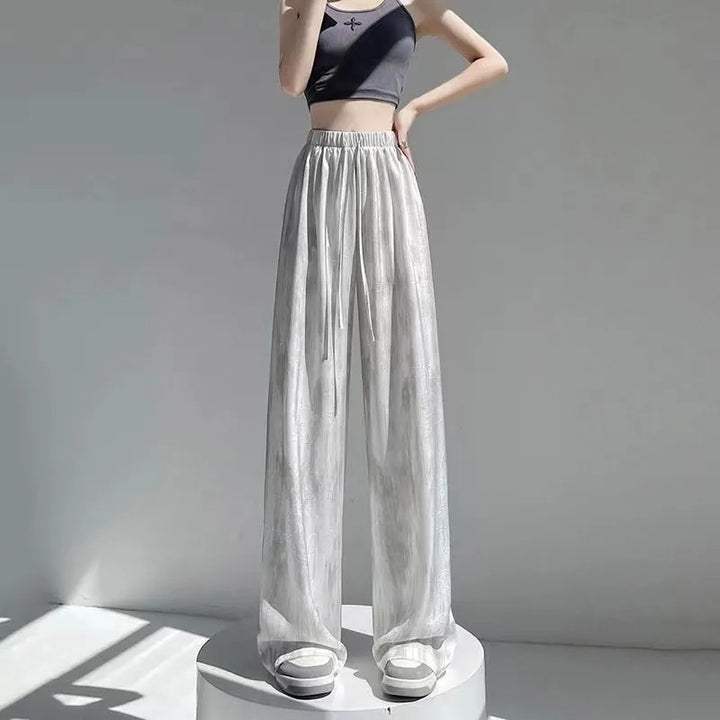 Damen Hochtaillierte Palazzo-Hose aus leichtem, atmungsaktivem Material mit elastischem Bund