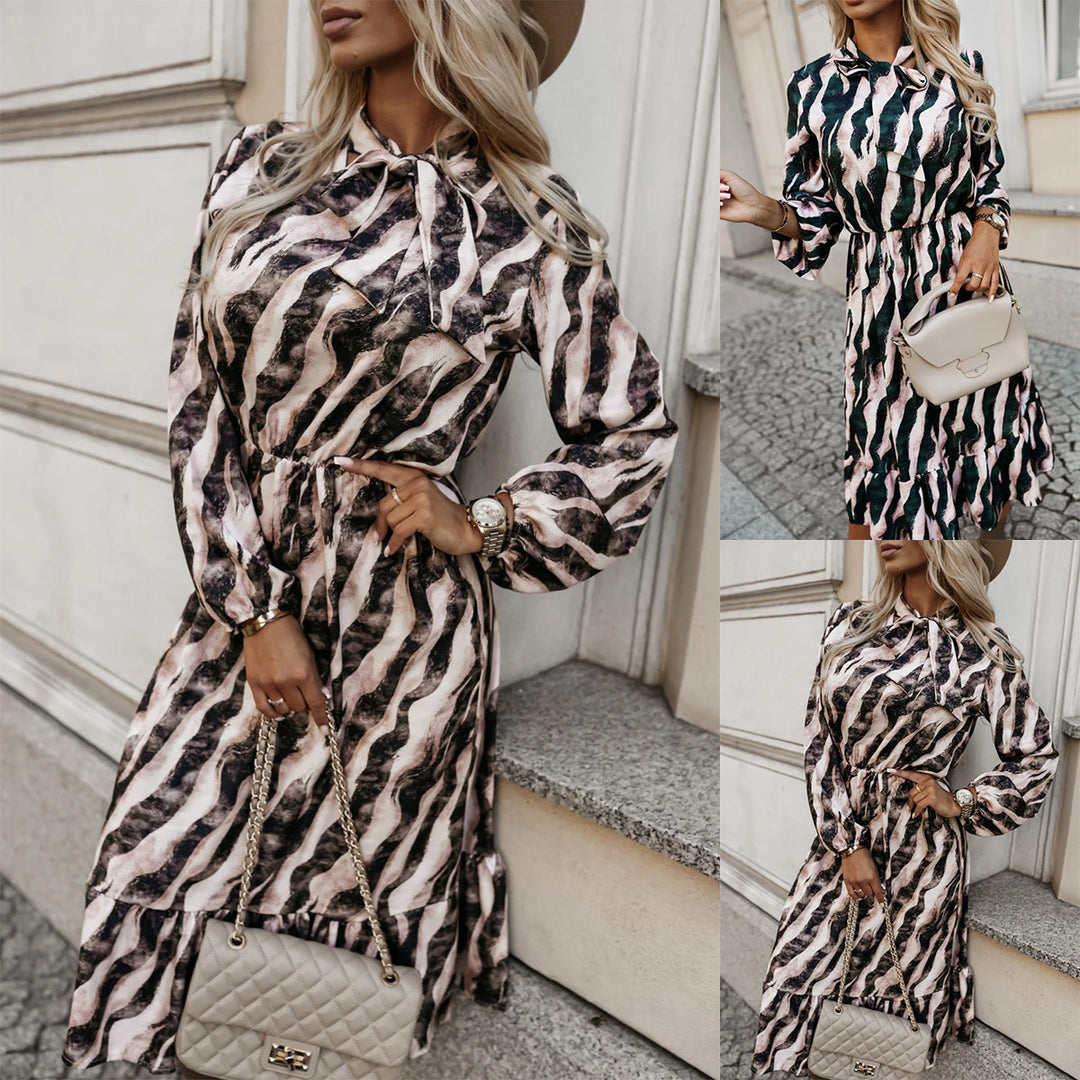 Damen Midi-Kleid mit fließendem Schnitt und Raffungen Drune