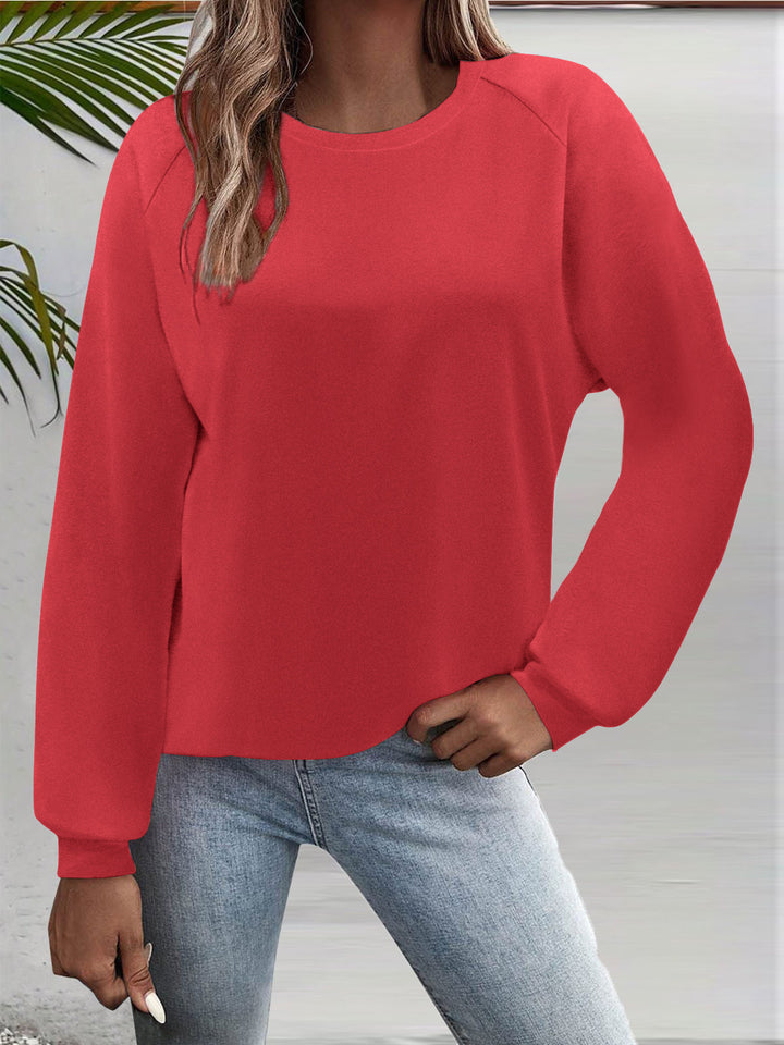 Damen Freizeit Rundhalsausschnitt Sweatshirt mit Raglanärmeln und elastischen Bündchen Drune
