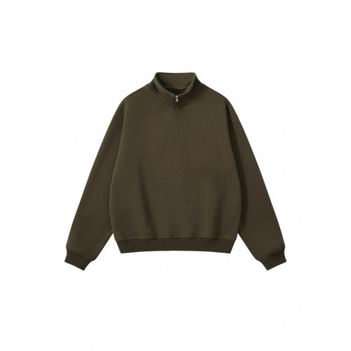 Unisex Oversize-Halbzip-Sweatshirt aus Baumwollmix mit Stehkragen und Rippbündchen Drune