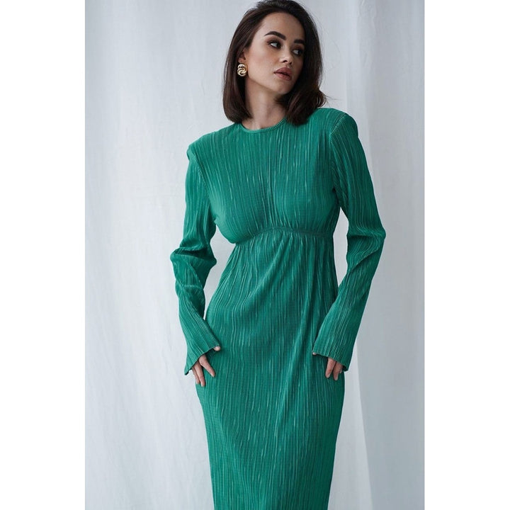 Damen elegantes Maxikleid mit raffinierten Ärmeln und feinem Rippdesign Drune