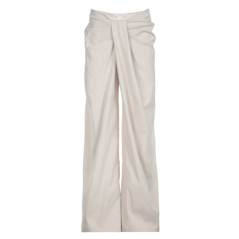 Damen hochtaillierte Palazzohose mit Drapé-Detail und weitem Bein Drune