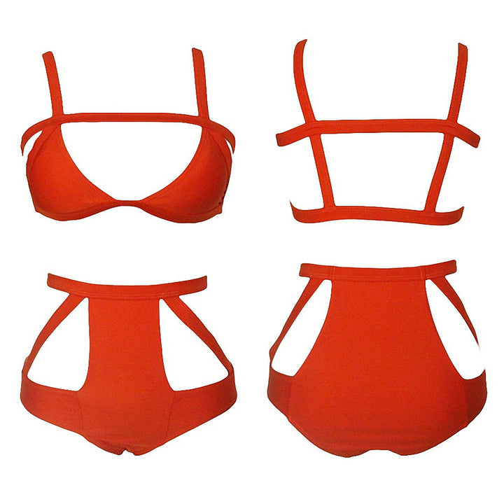 Damen Hochgeschnittener Bikini mit Cut-Outs Drune