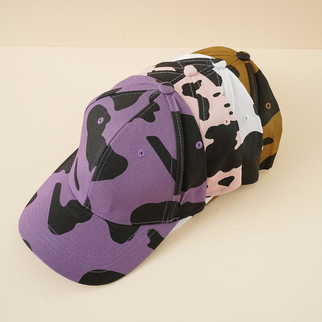 Damen Baseballcap mit verstellbarem Riemen und Kuhmuster Drune