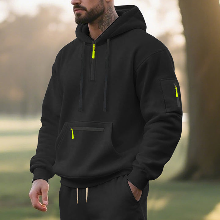 Herren Sportlicher Hoodie mit funktionalen Reißverschlusstaschen Drune