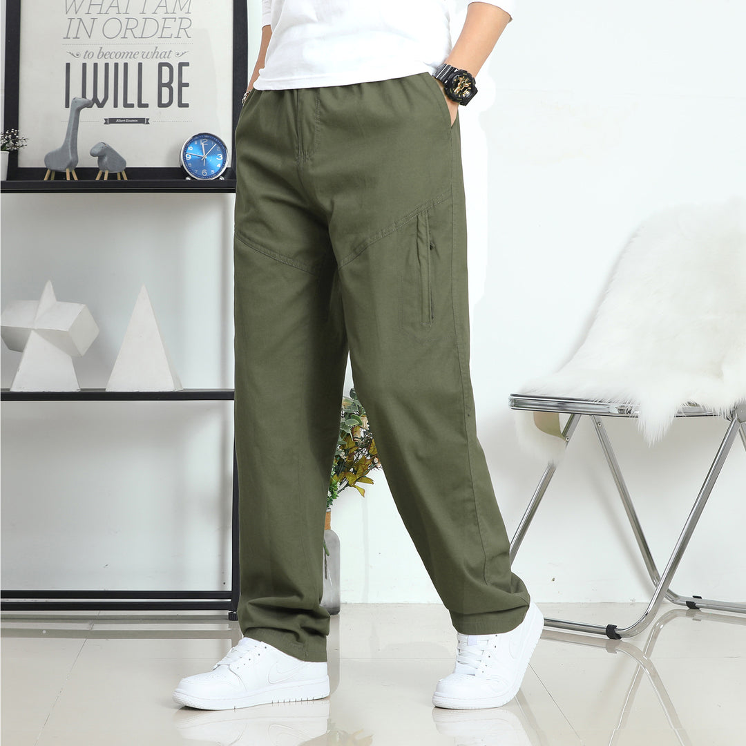 Herren Weite Utility-Cargohose mit elastischem Bund, seitlichen Reißverschlusstaschen und vorgeformten Knien Drune