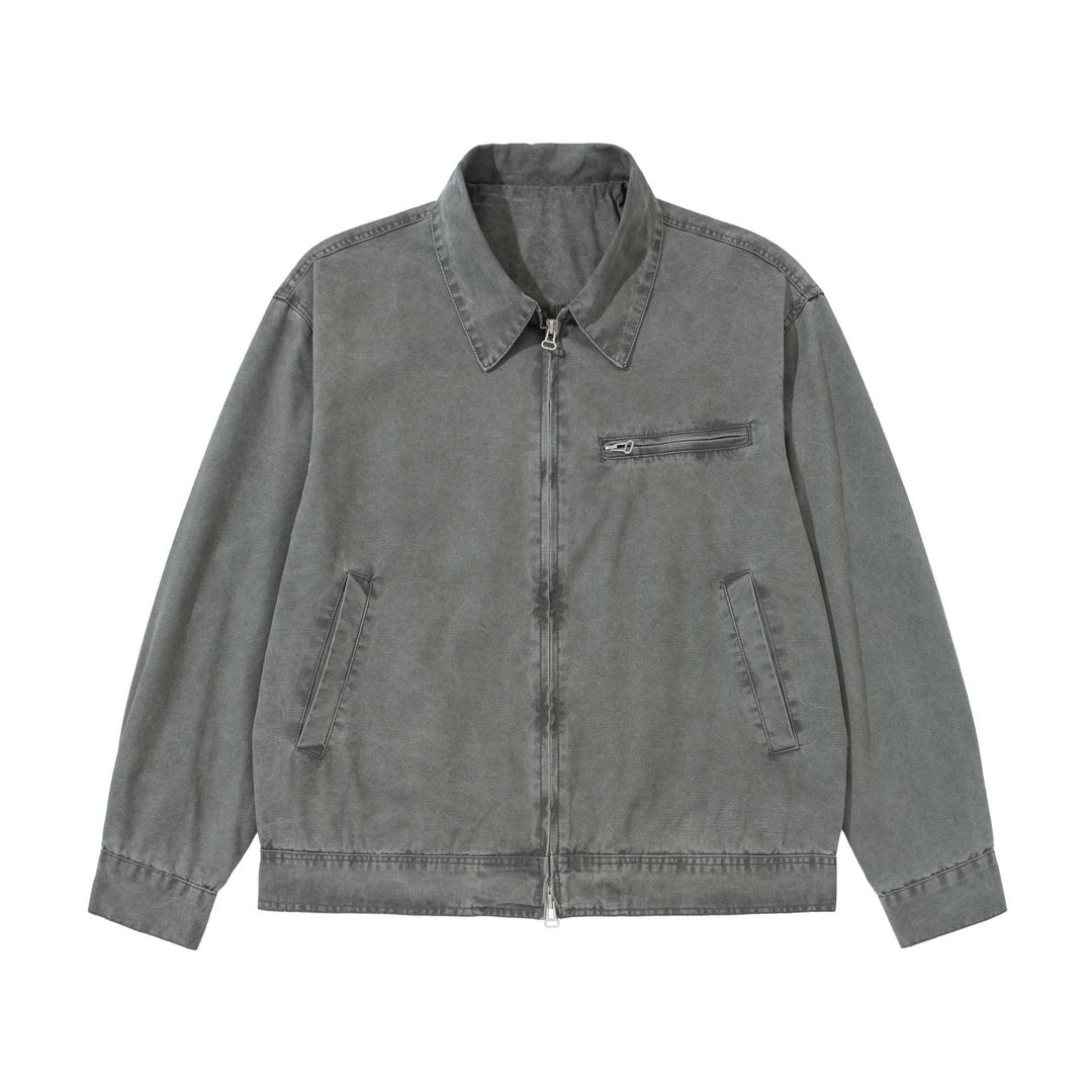 Herren Kurzblouson im Vintage‑Washed Canvas mit Zwei‑Wege‑Reißverschluss Drune