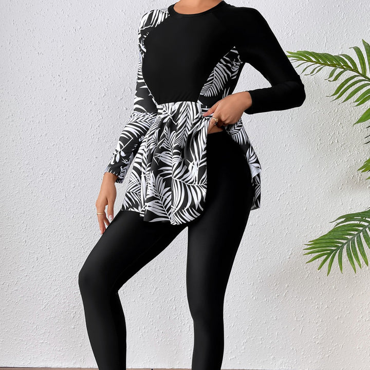Damen sportliches Badeanzug mit voluminösem Rock Drune