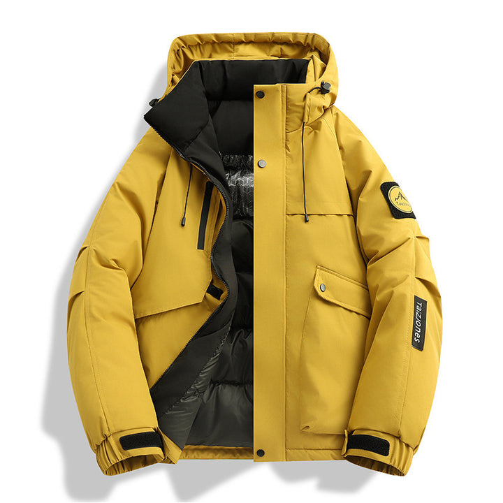 Herren wattierte Kapuzen-Winterjacke mit winddichter Außenhülle, gesteppter Thermofütterung und multifunktionalen Taschen Drune