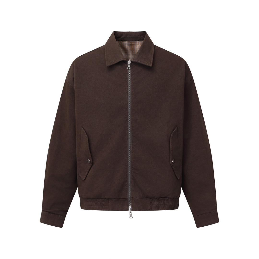 Herren Boxy-Canvas-Blousonjacke mit Reißverschluss, Pattentaschen und elastischem Saum Drune