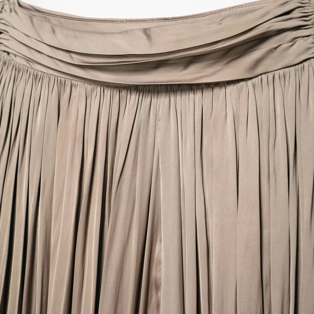 Damen Hochwertige Plisseehose mit elastischem Bund und schmalem Bein Drune