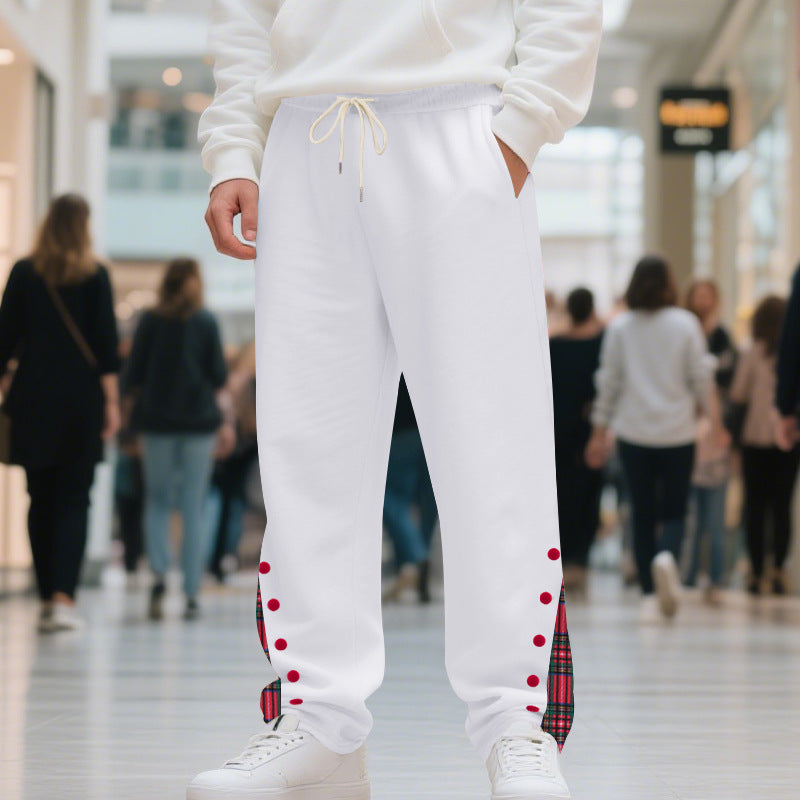 Herren Relaxed-Fit Jogginghose mit Karo-Seitenpasse, Druckknopfleiste & Kordelzug Drune