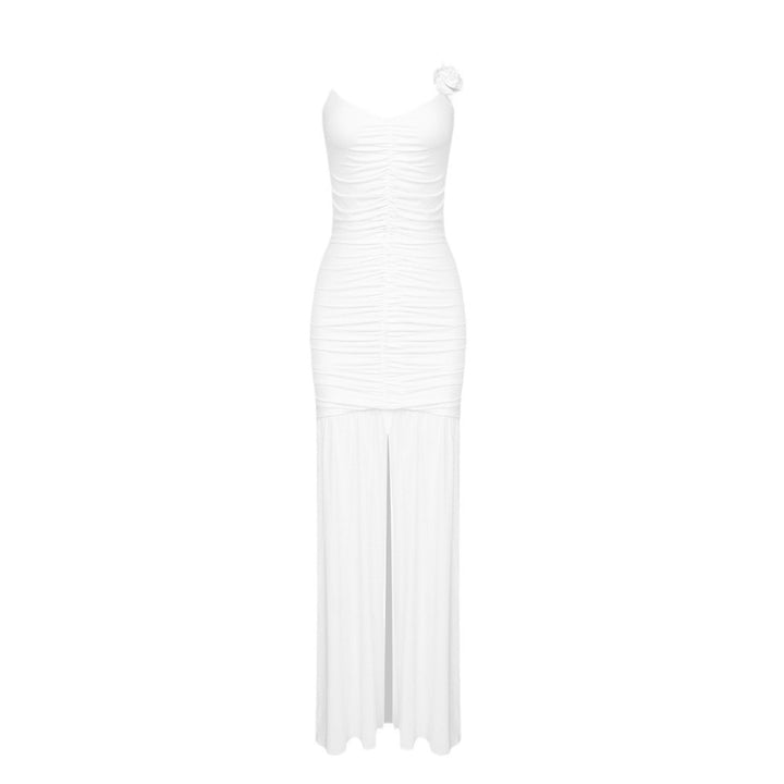 Damen Wickelkleid mit raffinierten Falten und verspielt Blumendetails Drune