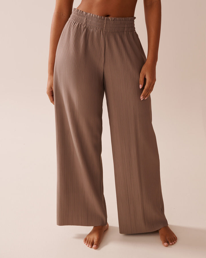 Damen Weite Plissee‑Loungehose mit elastischem Smokbund, Seitentaschen und fließender Palazzo‑Silhouette Drune
