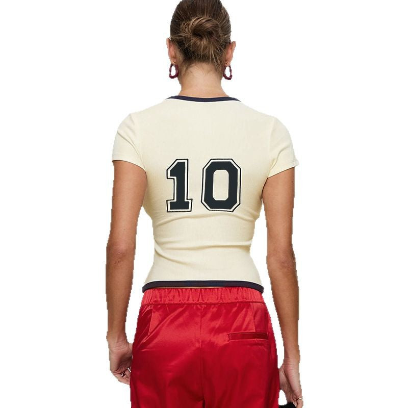 Damen Sportliches Cropped T-Shirt Drune