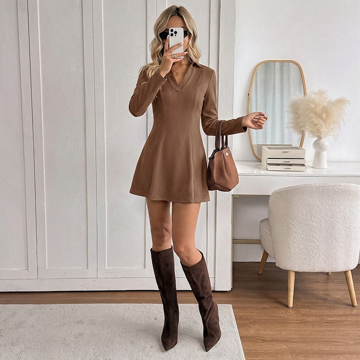 Damen Kurzarm Kleid Drune