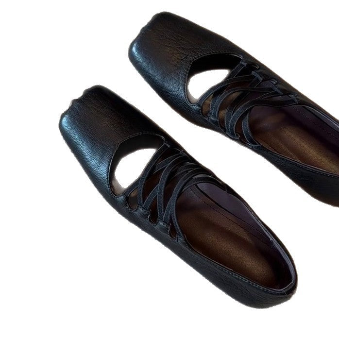 Damen Ballerina-Schuhe mit innovativer Riemenführung und weichem Leder Drune