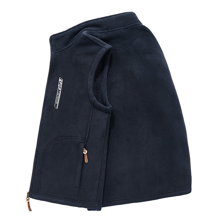 Herren Wattierte Fleece‑Teddyweste mit Sherpa‑Innenfutter, Stehkragen und Reißverschluss Drune
