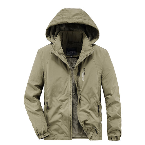 Herren Isolierte Outdoor-Übergangsjacke mit wärmendem Teddyfutter und Kapuze Drune
