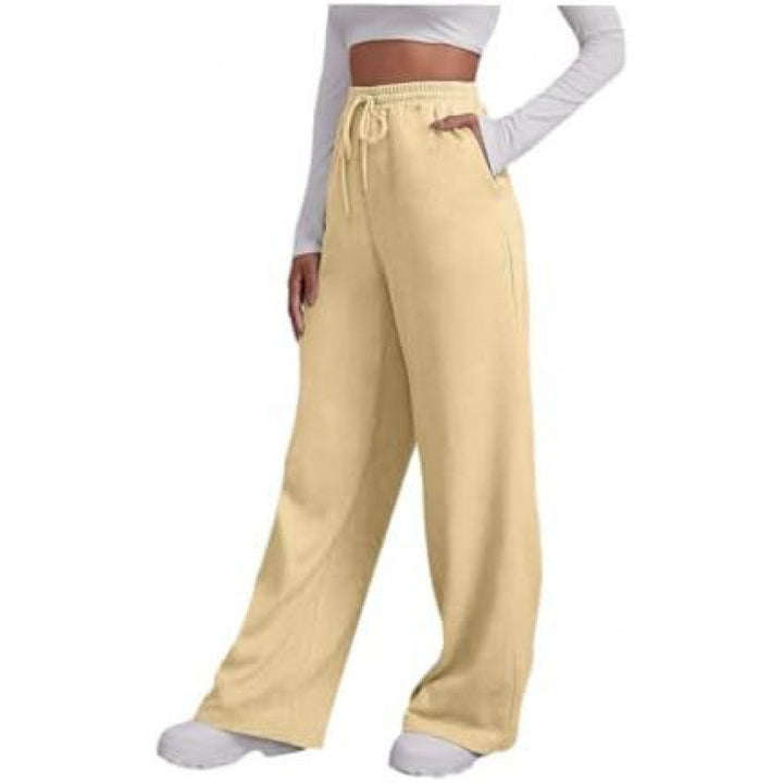 Damen nan fließende High-Waist Palazzo-Loungehose aus leichtem Jersey mit Elastikbund und praktischen Eingrifftaschen Drune