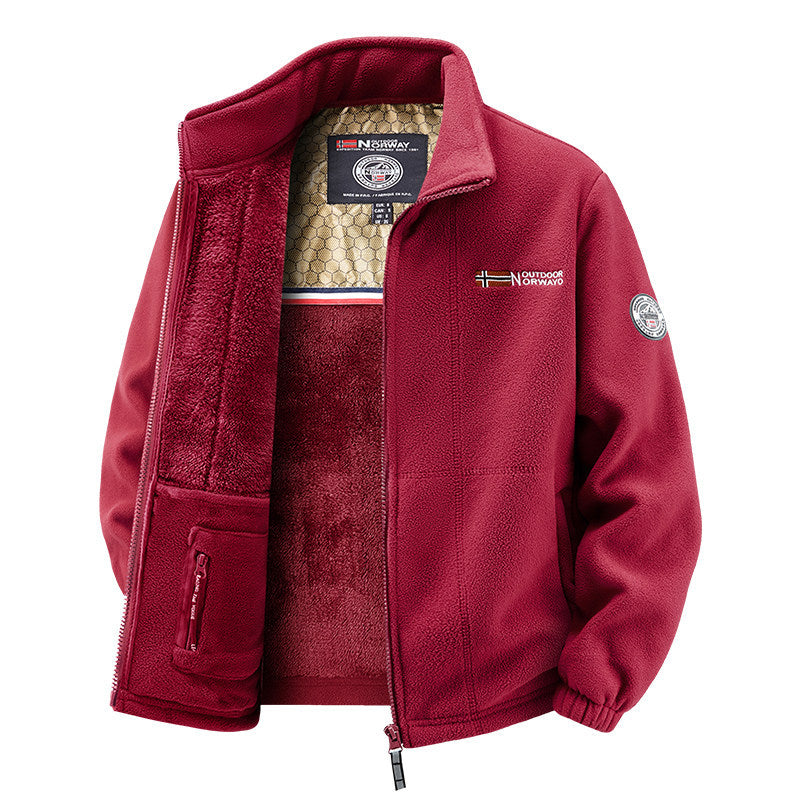 Damen Thermo-Fleecejacke mit wärmendem Teddyfutter, Stehkragen und Reißverschlusstaschen Drune