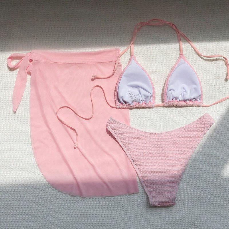 Damen Bikini-Set mit geflochtenem Oberteil und seitlichem Wickelrock Drune