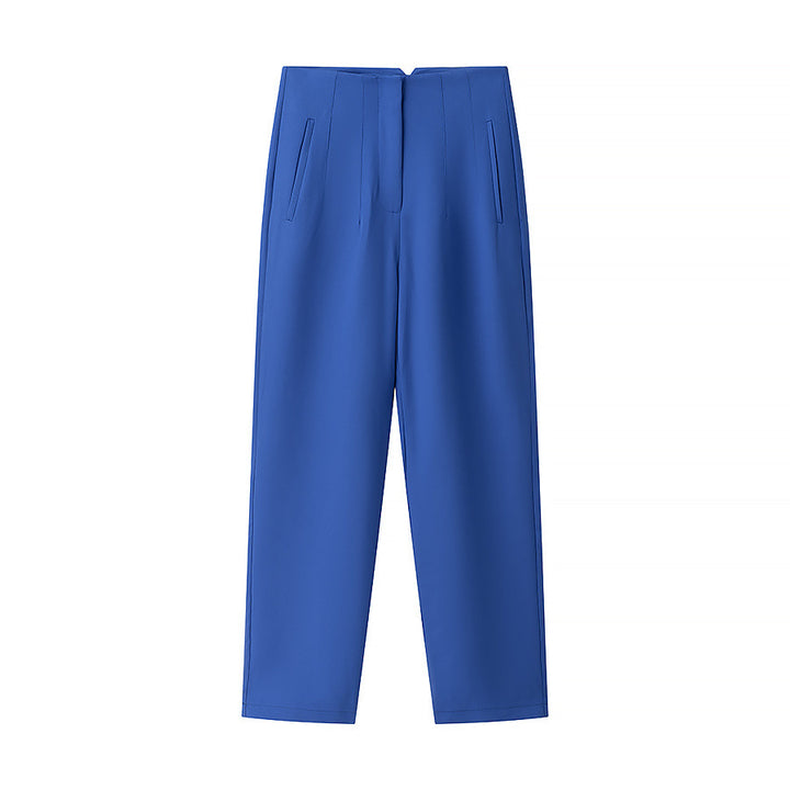 Damen elegante Hochbundhose mit feinen Falten und praktischen Taschen Drune