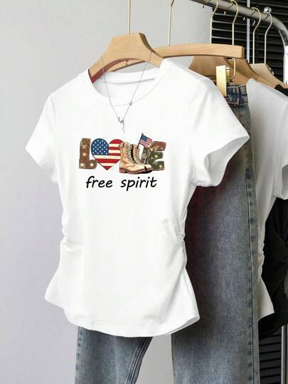 Damen Crop-T-Shirt mit figurbetontem Schnitt und modernem Design Drune