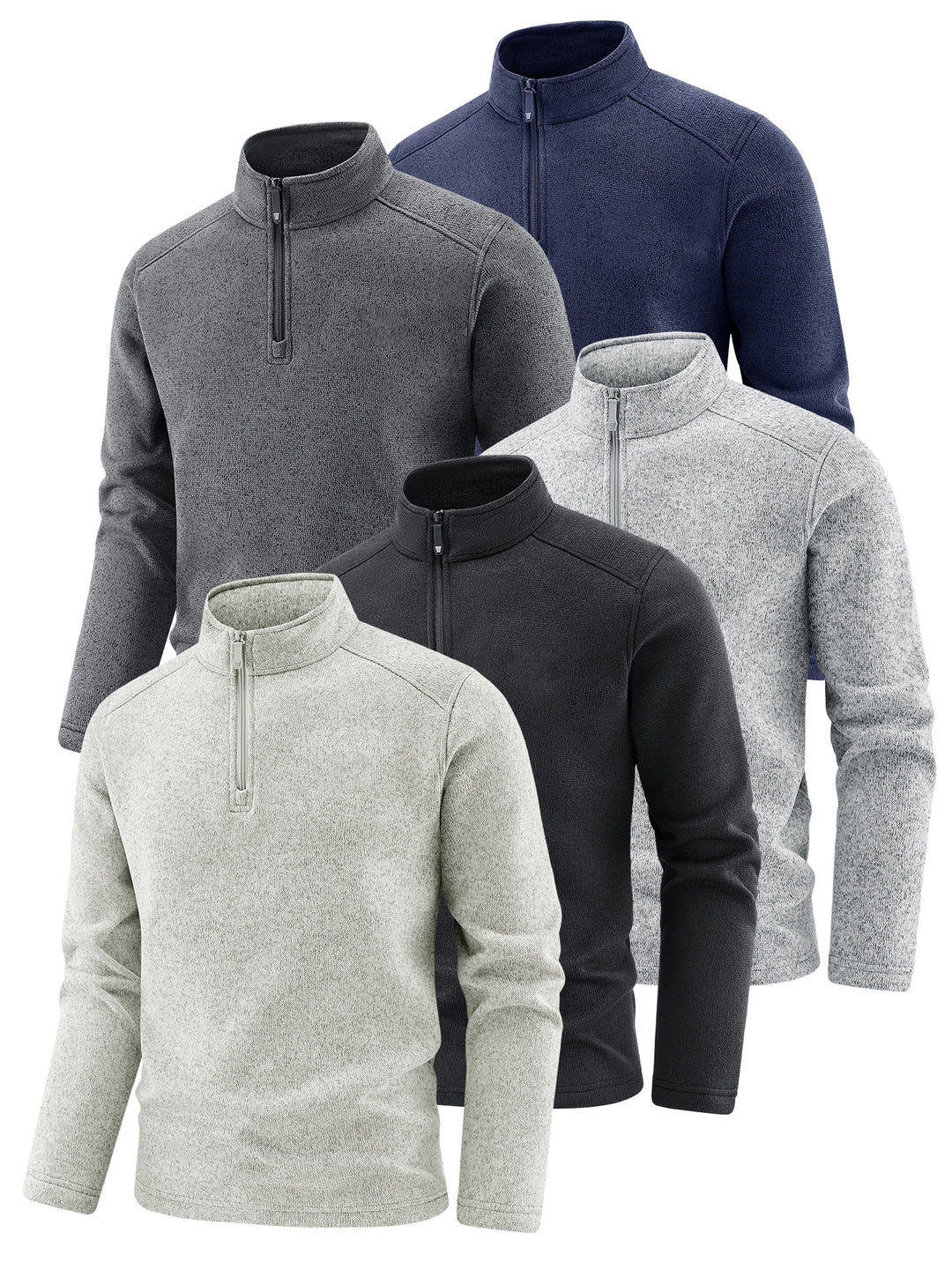 Herren Thermischer Strick-Fleecepullover mit halbem Reißverschluss und Stehkragen Drune