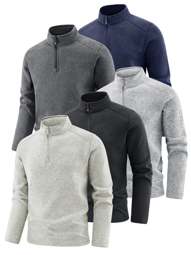 Herren Thermischer Strick-Fleecepullover mit halbem Reißverschluss und Stehkragen Drune
