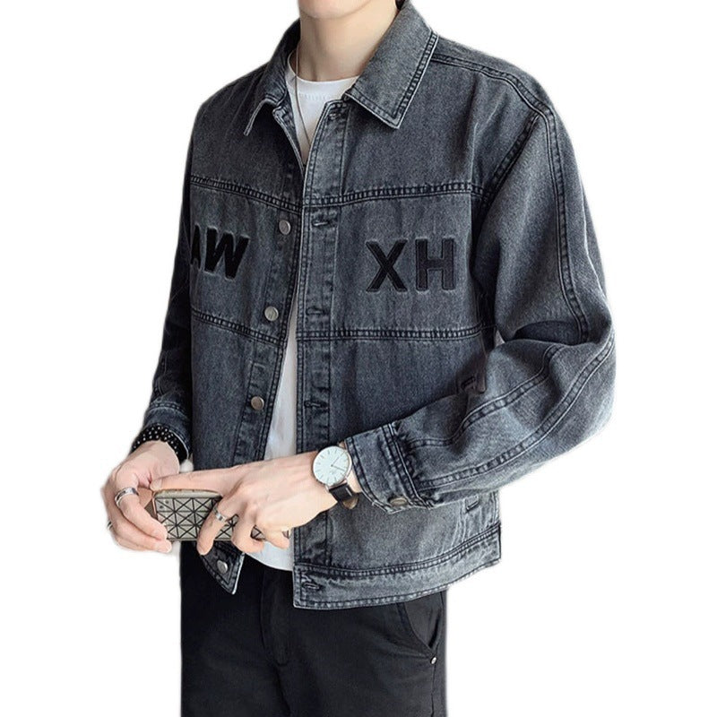 Herren Lässige Denimjacke mit modischen Applikationen Drune