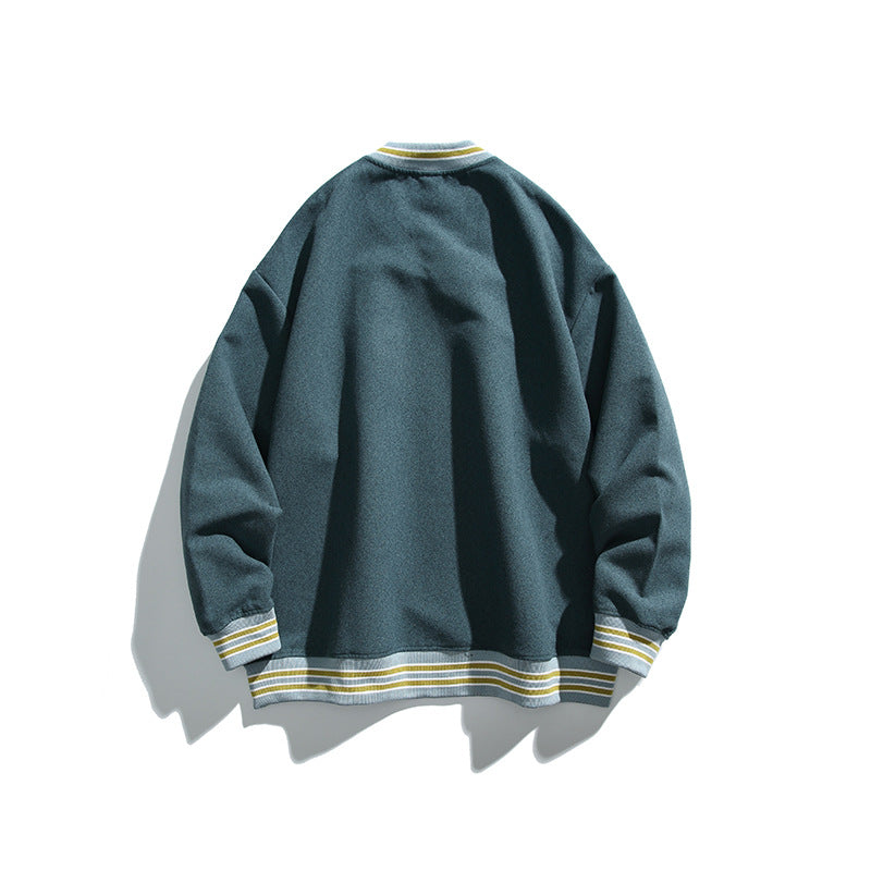 Herren Oversized V-Ausschnitt Sweatshirt mit Kontraststreifen an Bündchen und Saum Drune