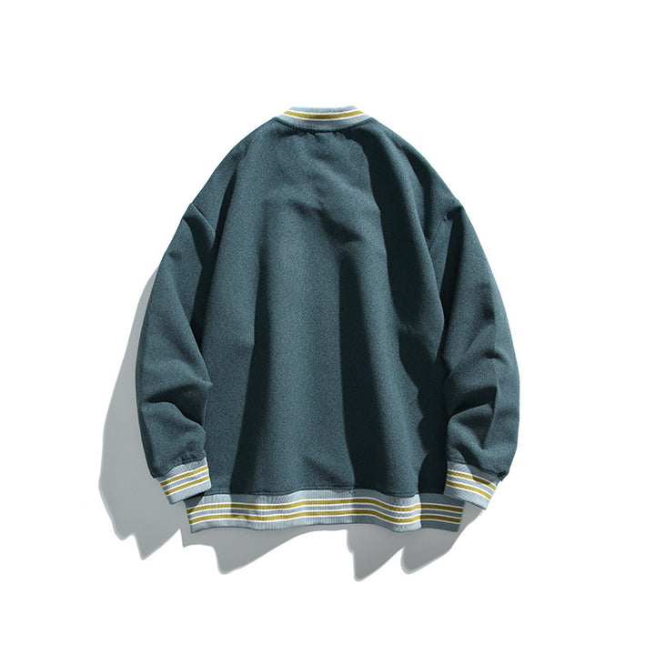 Herren Oversized V-Ausschnitt Sweatshirt mit Kontraststreifen an Bündchen und Saum Drune