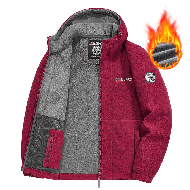 Herren Fleecejacke mit praktischem Halsschutz Drune