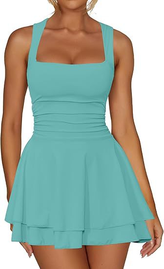 Damen Skaterkleid mit Raffung und breiten Trägern Drune
