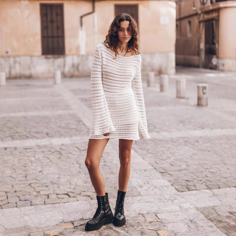 Damen Häkel Mini Kleid Drune