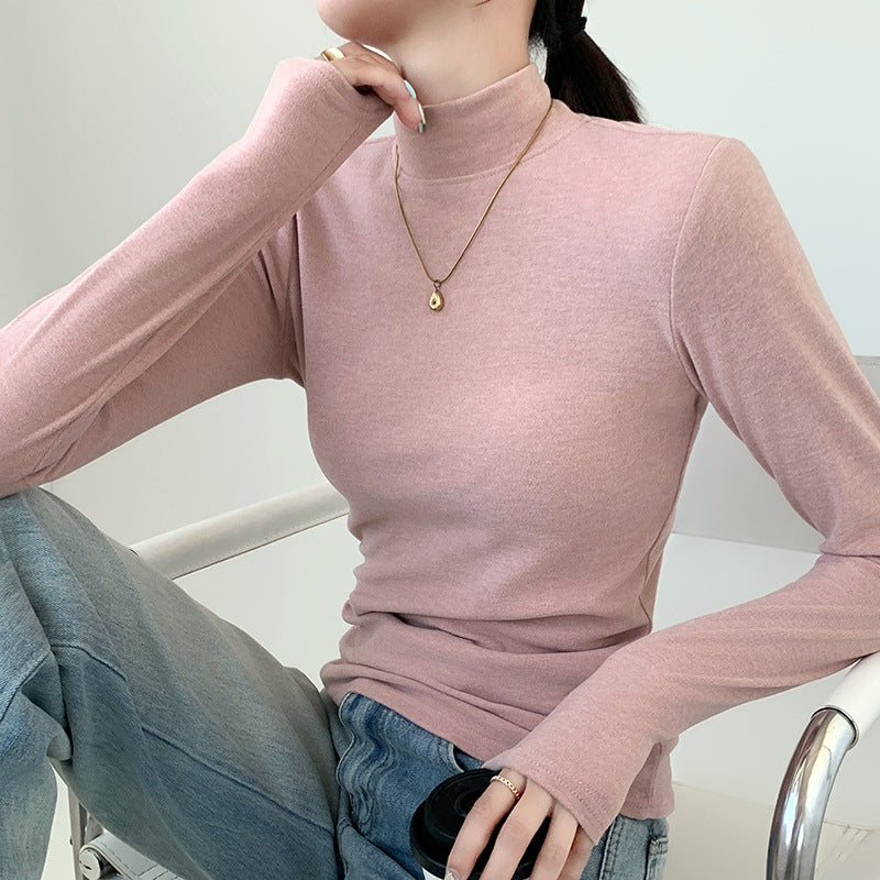 Damen Elegant und Bequem Langarmshirt mit Stehkragen Drune