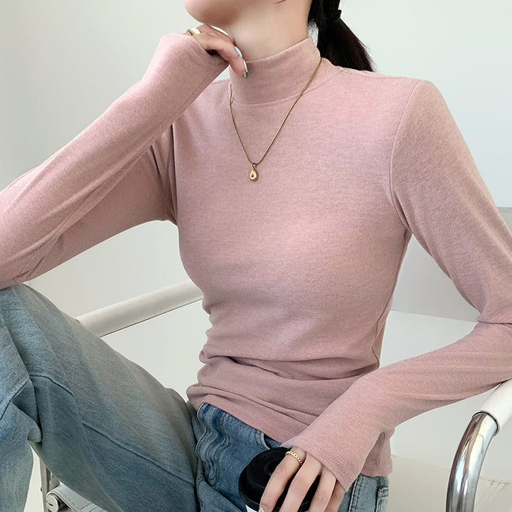 Damen Elegantes Langarm-Rollkragenoberteil aus weichem Material Drune