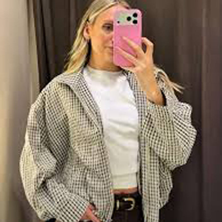 Damen Oversized Karo-Hemdjacke mit Boxy-Schnitt Drune