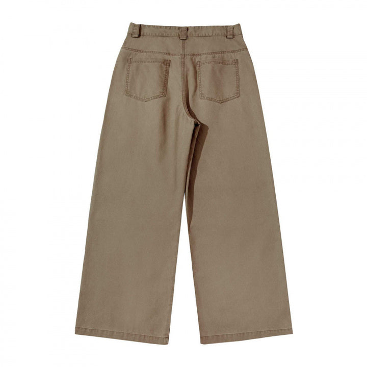 Damen weite Cargo‑Hose mit Stufennaht, hoher Taille und breitem Bein Drune