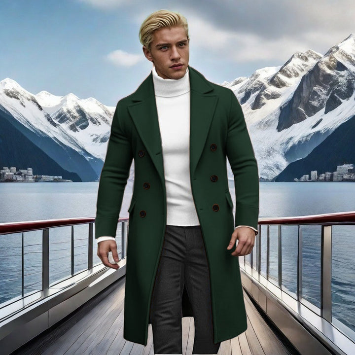 Herren eleganter doppelt-knopf Mantel mit hohem Kragen Drune