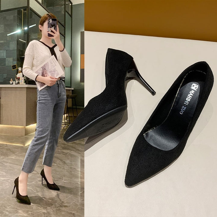 Damen nan spitze Veloursleder-Optik Pumps mit gepolstertem Fußbett und schlankem Stilettoabsatz Drune