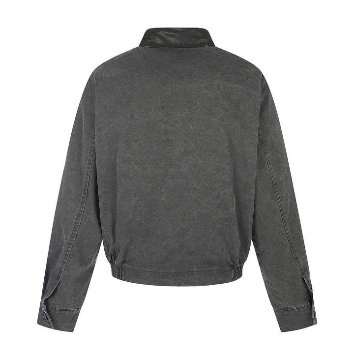 Herren Kurz geschnittener Boxy-Blouson mit asymmetrischer Knopfleiste, Taillengürtel und Kontrastkragen Drune