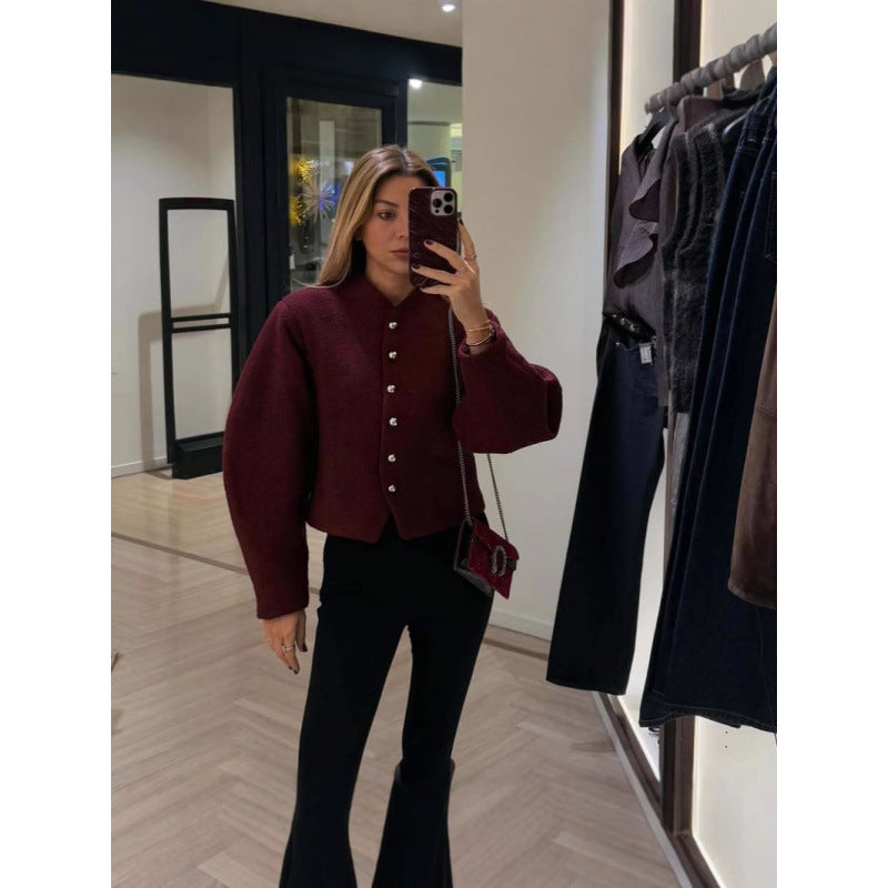 Damen modische Strickjacke mit auffälligen Knöpfen Drune
