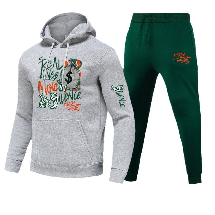 Damen Sportliches Hoodie und Jogginghose Set mit kreativem Schriftzug Drune