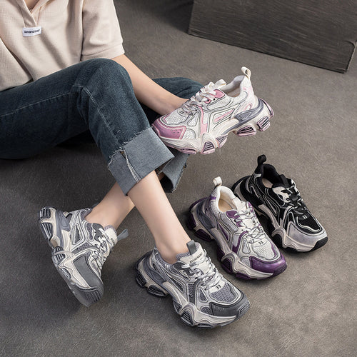 Damen Sportliche Chunky Sneakers mit atmungsaktiver Oberflächenstruktur und innovativer Sohlentechnologie Drune