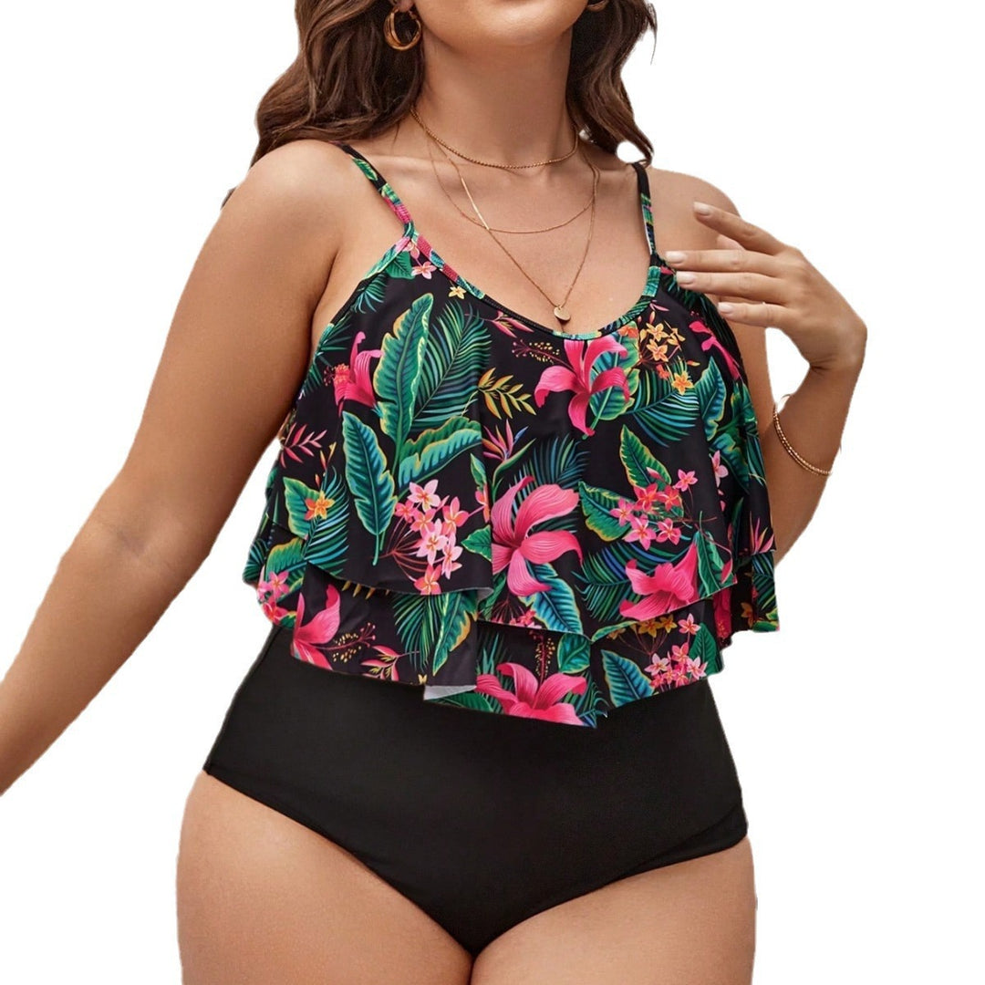 Damen Tankini-Set mit floralem Volantschnitt Drune