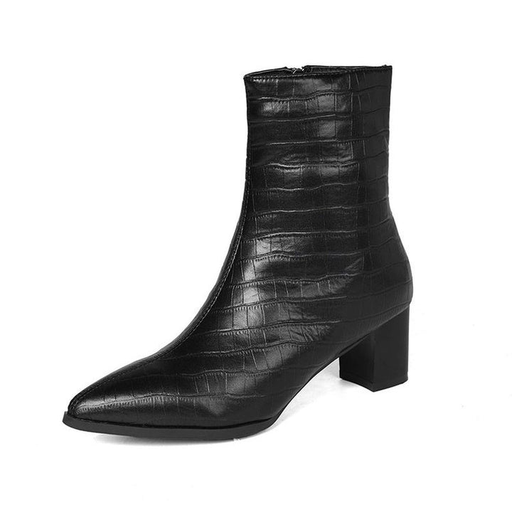 Damen Elegante Croc-Optik Stiefeletten Drune