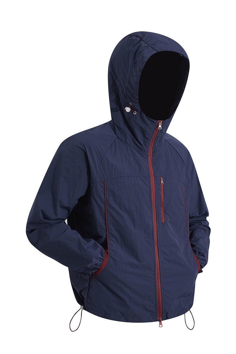 Herren Ultraleichte Kapuzenwindjacke aus Ripstop mit verstellbarem Saum & Brustreißverschluss Drune